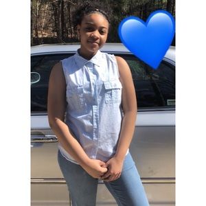 Light blue button up muscle shirt